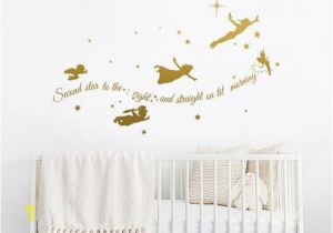 Tinkerbell Wall Mural Uk Second Star to the Right Peter Pan Wall Decal Tinkerbell Wall Decal Peter Pan Wall Sticker Disney Decal Stars Decal Nursery Rta1903