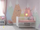 Toddler Girl Wall Murals Hand Painted Geometric Nursery Children Wallpaper Pink
