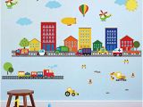 Toddler Room Wall Murals Decalmile Construction Kids Wall Stickers Cars Transportation Wall Decals Baby Nursery Childrens Bedroom Living Room Wall Decor