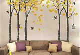 Transfer Paper for Wall Murals Fymural 5 Trees Wall Decal forest Mural Paper for Bedroom Kid Baby Nursery Vinyl Removable Diy Sticker 103 9×70 9 orange Brown