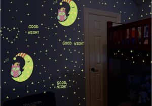 Transfer Paper for Wall Murals Luminous Sticks Owl Moon Stars 3d Wallpaper Wall Stickers