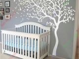 Tree Murals for Baby Nursery Huge White Tree Wall Decal Nursery Tree and Birds Wall Art Baby Kids