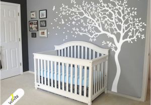 Tree Murals for Nursery Big White Tree Wall Decal Nursery Wall Sticker Tree and Birds Art