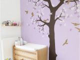 Tree Murals for Walls Baby Nursery Tree Vinyl Wall Decal with Birds and Squirrels Kids