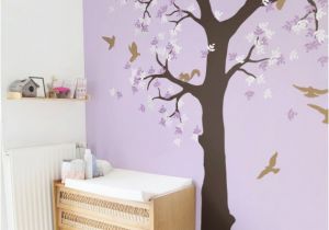 Tree Murals for Walls Baby Nursery Tree Vinyl Wall Decal with Birds and Squirrels Kids