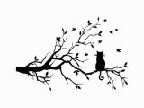 Tree Silhouette Wall Murals Cat Tree Branch Birds Wall Sticker Tree Vinyl Wall Decal