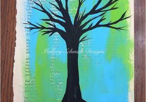Tree Silhouette Wall Murals Tree Wall Art Tree Silhouette Print Wall Art Prints Blue and Green Art Book Lover T Altered Book Art Tree Print Acrylic On Paper