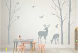 Tree Wall Mural for Nursery Deer Wall Decals Tree Nursery Wall Art Woodland Nursery Removable