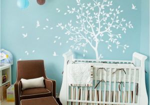 Tree Wall Murals for Nursery White Tree Wall Decal Nursery with Birds Studio Wall Decoration