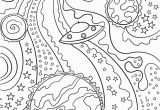 Trippy Alien Coloring Pages for Adults Trippy Space Alien Flying Saucer and Planets Coloring