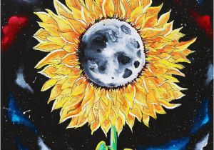 Trippy Wall Murals Moonflowers Oil Painting Sunflower Painting Moon Space Galaxies
