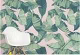 Tropical Leaves Wall Mural Pink and Green Tropical Leaf Design Square Wall Murals