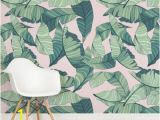 Tropical Leaves Wall Mural Pink and Green Tropical Leaf Design Square Wall Murals