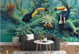 Tropical Leaves Wall Mural Tropical toucan Wallpaper Wall Mural Rainforest Leaves