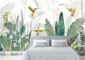 Tropical Murals Cheap 3d Tropical Banana Blätter Vogel Tapete Wandbild Für Wohnzimmer Wand