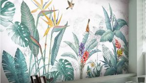 Tropical Murals Paintings Modern nordic Hand Painted Tropical Plants Flower Bird Leaf