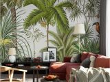 Tropical Rainforest Wall Mural Tropical Rainforest Green Plants Wallpaper Mural