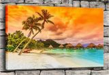 Tropical Sunset Wall Murals 2019 Canvas Painting Living Room Wall Art Frame Tropical Sea Beach Sunset Poster Print Palm Tree Seascape Home Decor From Jonemark2014