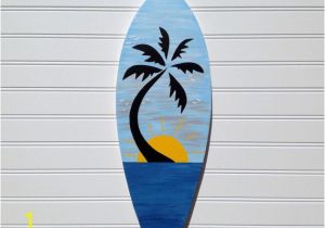Tropical Sunset Wall Murals Hand Painted Blue Skies Tropical Sunset Wood Surfboard Sign