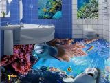 Tropical Tile Murals Fashion 3d Floor Tiles Wall Papers Home Decor Living Room Dolphin