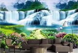 Tropical Waterfall Murals Beibehang Costom Wallpaper Flower Tree Path Waterfall Landscape