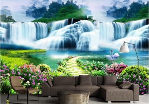 Tropical Waterfall Murals Beibehang Costom Wallpaper Flower Tree Path Waterfall Landscape