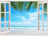 Tropical Window Wall Mural Details About 3d Window Ocean Sunset Shining Wall Art