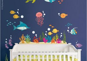 Under the Sea Murals for Walls Under the Sea Wall Decal Kids Bathroom Wall Decal Fishes Wall Decal Ocean Wall Sticker Sea Life Wall Decal Aquarium Wall Decal