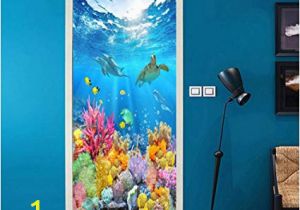 Underwater Ocean Wall Murals Amazon Twjydp Door Sticker Creative Diy Waterproof Self
