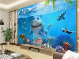 Underwater Wall Murals Uk 3d Cute Shark Wallpaper Underwater World Wall Mural Personalized