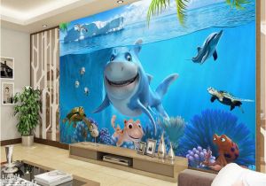 Underwater Wall Murals Uk 3d Cute Shark Wallpaper Underwater World Wall Mural Personalized