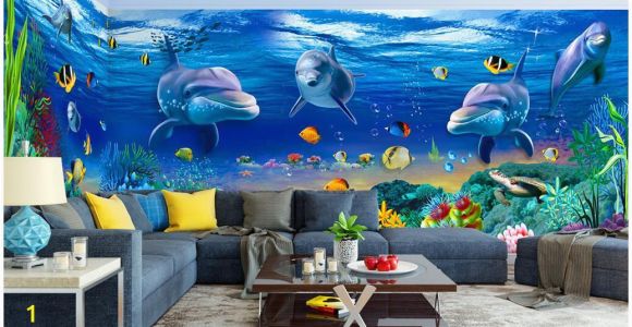 Underwater Wall Murals Uk 3d Wallpaper Cloth Custom Dream Underwater World Dolphin theme