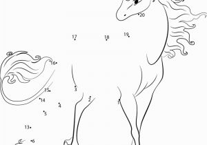 Unicorn Dot to Dot Coloring Pages Unicorn Look Back Dot to Dot Printable Worksheet Connect