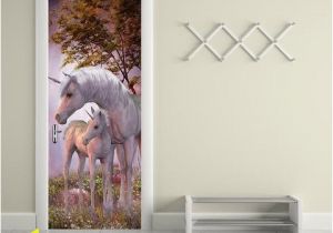 Unicorn Mural Wall Art 200x77cm 3d Unicorn Pvc Self Adhesive Door Wall Sticker