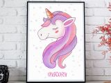 Unicorn Mural Wall Art Unicorn Print Unicorn Poster Girls Nursery Wall Art Girls