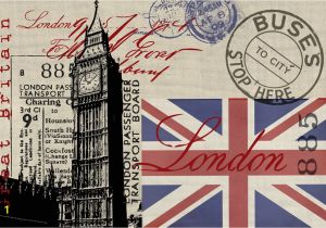 Union Jack Wall Mural Vintage London Collage Wall Mural