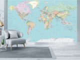 Usa Map Wall Mural Detailed World Political Map Mural