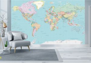 Usa Map Wall Mural Detailed World Political Map Mural