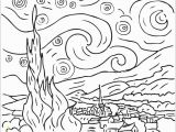 Van Gogh Starry Night Coloring Page Starry Night by Vincent Van Gogh Coloring Page Free