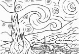 Van Gogh Starry Night Coloring Page Starry Night by Vincent Van Gogh Coloring Page