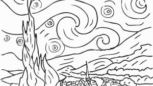 Van Gogh Starry Night Coloring Page Starry Night by Vincent Van Gogh Coloring Page