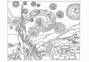 Van Gogh Starry Night Coloring Page Starry Night Coloring Sheet Drawing