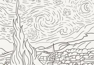 Van Gogh Starry Night Coloring Page the Starry Night 1889 by Vincent Van Gogh Adult Coloring