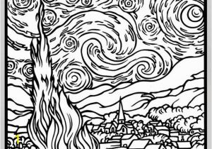 Van Gogh Starry Night Coloring Page Van Gogh Coloring Page