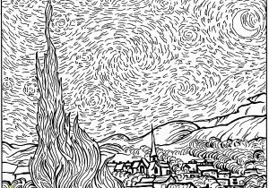 Van Gogh Starry Night Coloring Page Van Gogh Coloring Pages for Adults