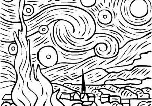 Van Gogh Starry Night Coloring Page Vincent Van Gogh Starry Starry Night