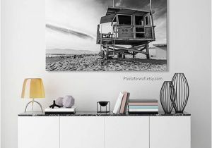 Venice Beach Wall Murals Lifeguard tower Venice Beach Canvas Art Black and White