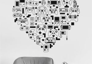 Video Game Wall Murals Vinyl Wall Decal Video Game Console Gamer Heart Joystick