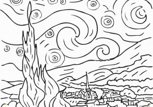 Vincent Van Gogh Starry Night Coloring Page Starry Night by Vincent Van Gogh Coloring Page