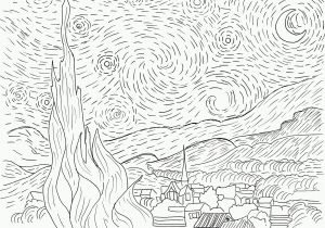 Vincent Van Gogh Starry Night Coloring Page the Starry Night Coloring Page Coloring Home